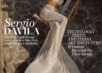 Sergio Davila saves the Pacific Ocean with a splash in Miss Peru Janick Maceta’s wardrobe